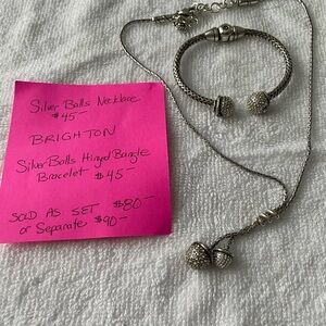 Brighton Silver Balls necklace and hinged bracelet